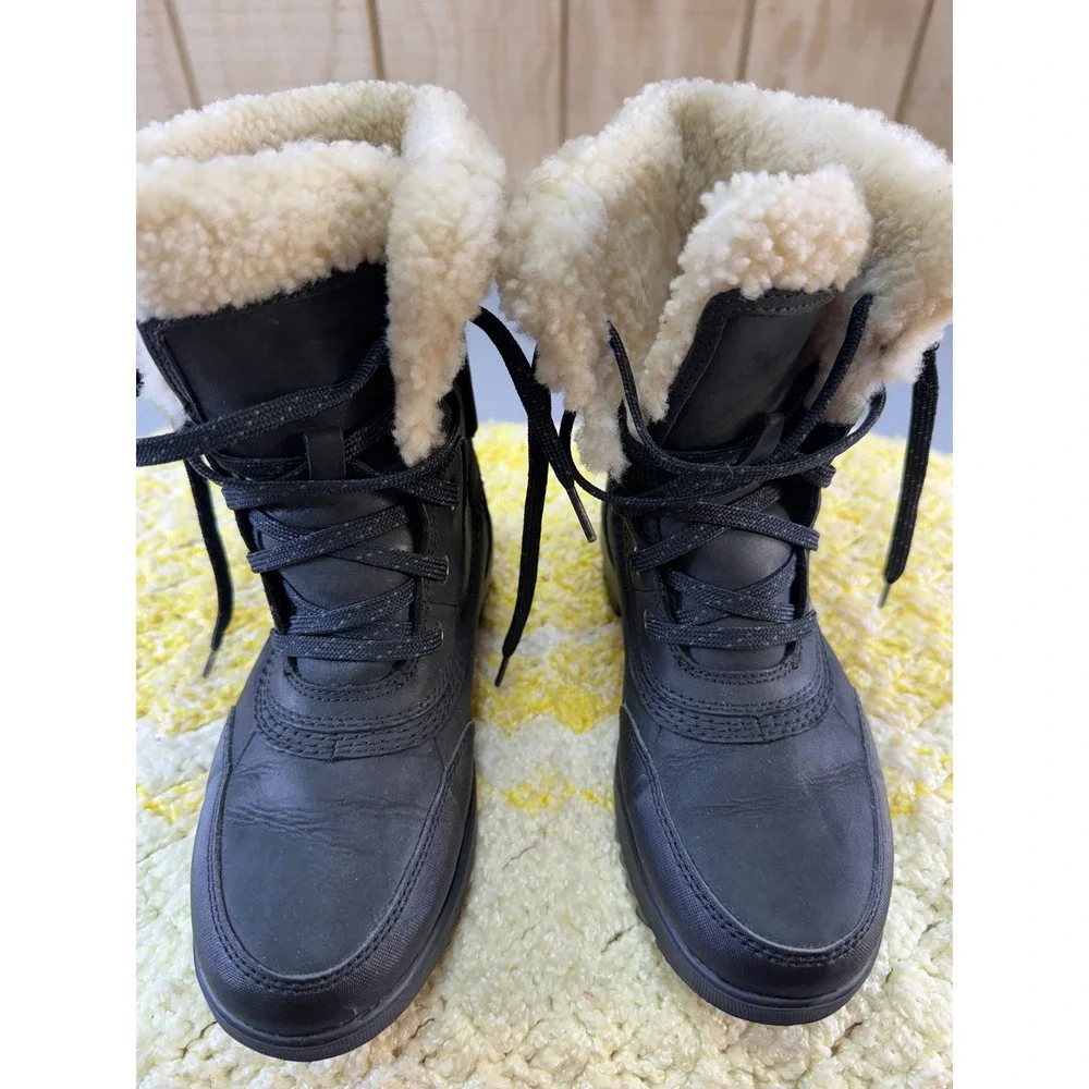 Sorel Lennox Moto Black Leather Shearling Waterproof Winter Boots NL4471-010‎ 6